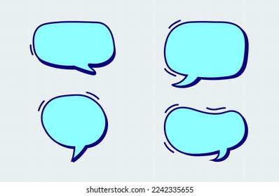 Chat bubble with hand drawn design style. Minimal blank chat boxes sign.