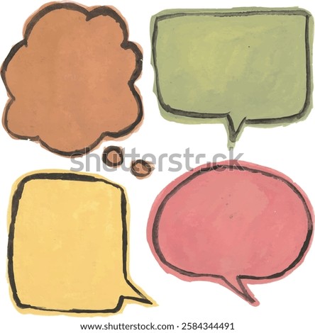 Chat bubble hand drawn watercolour clipart with isolated white background	
