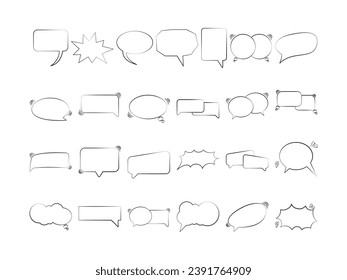 Chat Bubble Hand-Drawn Style. Speech Bubble Vector Comic Style Illustration on White Background.