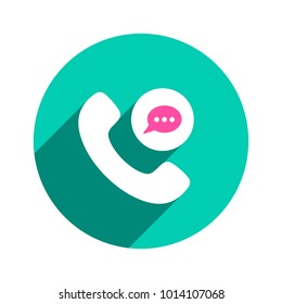 Chat bubble handle handset phone phone call speech bubble telephone icon. Vector illustration