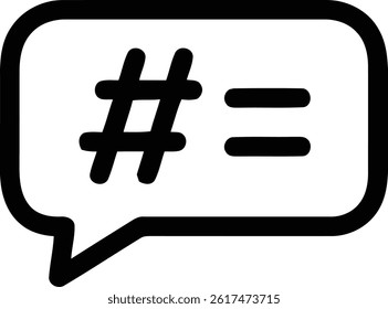 chat bubble with hashtag sign Icon. Design is Suitable for Web Page, Mobile App, UI, UX and GUI design.