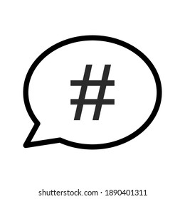 chat bubble with hashtag. Vector illustration, flat design. eps 10
