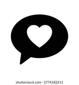 Chat bubble heart for friendship communication silhouette, for friendship day cards, social media posts, and cele.