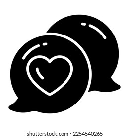 Chat bubble with heart showing concept of romantic chat