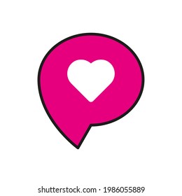 chat bubble with heart symbol. flat icon vector