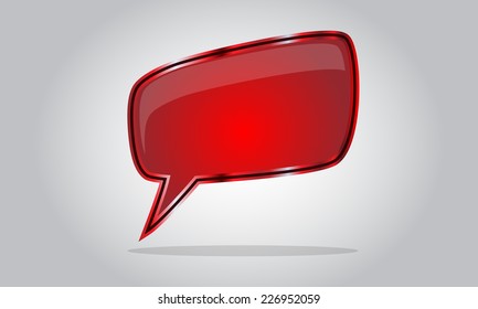 Chat bubble icon - abstract vector glossy speech - red