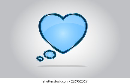 Chat bubble icon - abstract vector glossy speech - valentine's day - blue