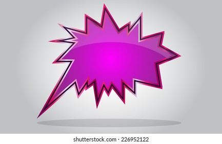 Chat bubble icon - abstract vector glossy speech spike - pink