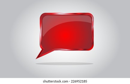 Chat bubble icon - abstract vector glossy speech - red