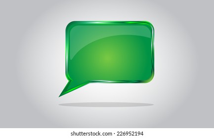 Chat bubble icon - abstract vector glossy speech - green