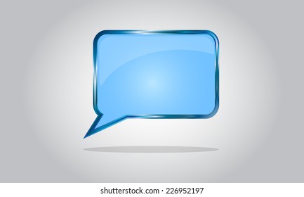 Chat bubble icon - abstract vector glossy speech - blue
