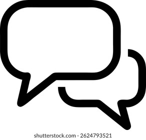 Chat bubble icon, black silhouette speech balloon for message or conversation interface, minimal communication symbol, EPS10 vector format