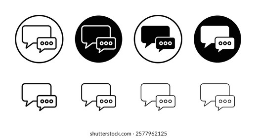 Chat bubble icon black and white vector sign