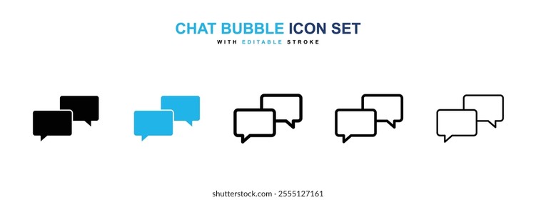 Chat bubble icon collection in black and blue colors