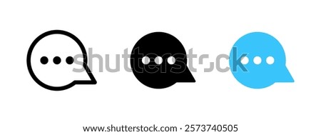 Chat bubble icon. Contact us button. Support service dialogue symbol. Message sign. Chatting pictogram. Messenger logo. Feedback concept. Communication label. FAQ emblem. Discussion interface element.