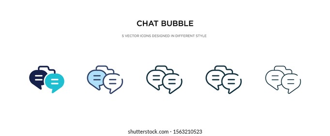 chat bubble icon in different style vector illustration. two colored and black chat bubble vector icons designed in filled, outline, line and stroke style can be used for web, mobile, ui