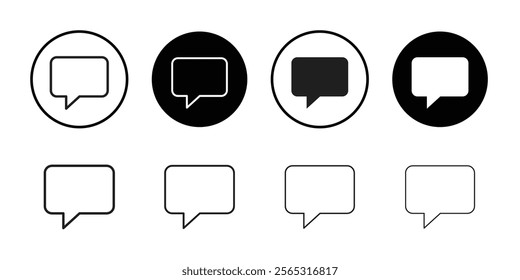 Chat bubble icon Flat art in black and white isolated