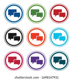Chat bubble icon flat round buttons set illustration design isolated on white background