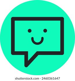 chat bubble icon with happy emoticons, minimalist icon design
