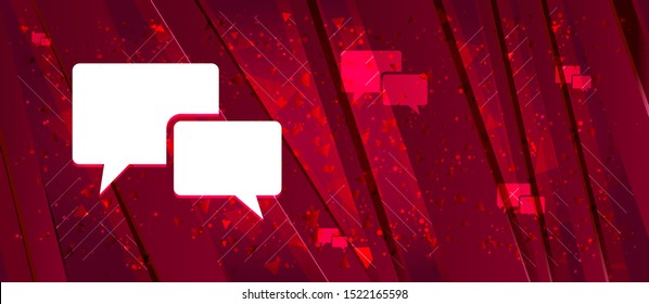 Chat bubble icon isolated on Abstract design bright red banner background