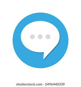 Chat bubble icon. Message symbol with ellipsis. Blue and white vector illustration.