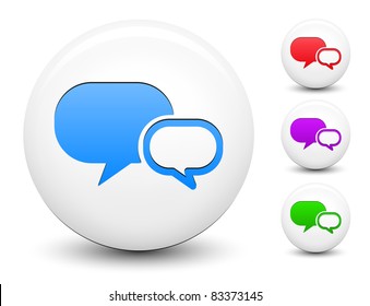 Chat Bubble Icon on Round White Button Collection Original Illustration