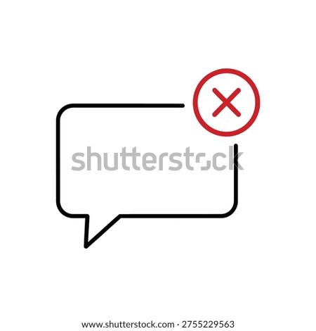 Chat bubble icon with a red cross signaling blocked or unavailable messaging