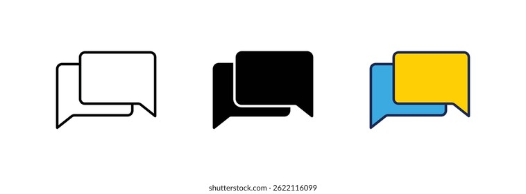 Chat bubble icon representing messaging, communication, or conversation in minimalistic design style with different color options
