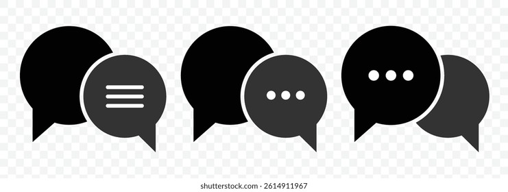Chat bubble icon set. Cloud speech bubbles collection. Black speech bubble. Vector illustration