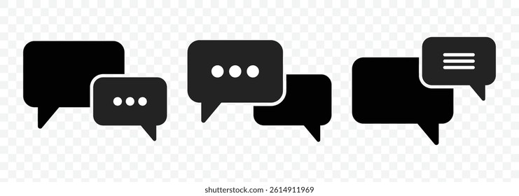 Chat bubble icon set. Cloud speech bubbles collection. Black speech bubble. Vector illustration