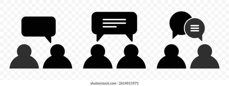 Chat bubble icon set. Cloud speech bubbles collection. Black speech bubble. Vector illustration
