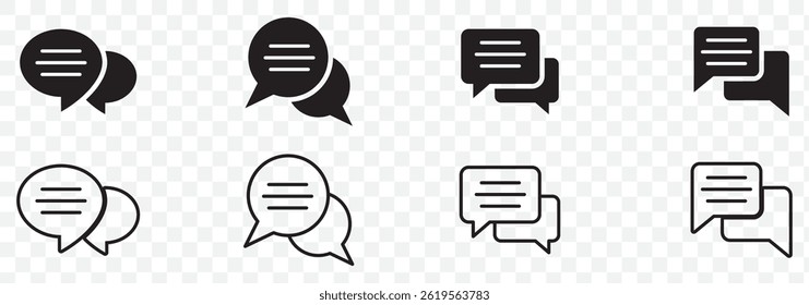 Chat Bubble Icon set. Chat, message, message, sms, chat, chatting, talk line icon vector illustration on Transparent Background. EPS 10.