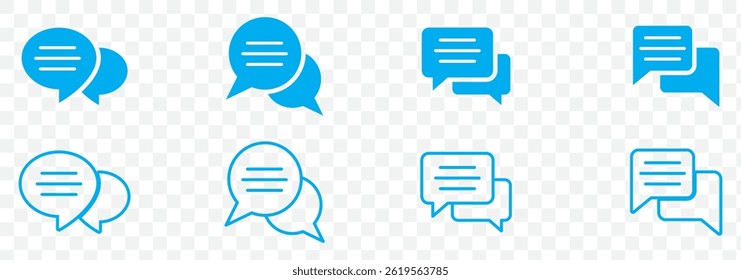 Chat Bubble Icon set. Chat, message, message, sms, chat, chatting, talk line icon vector illustration on Transparent Background. EPS 10.