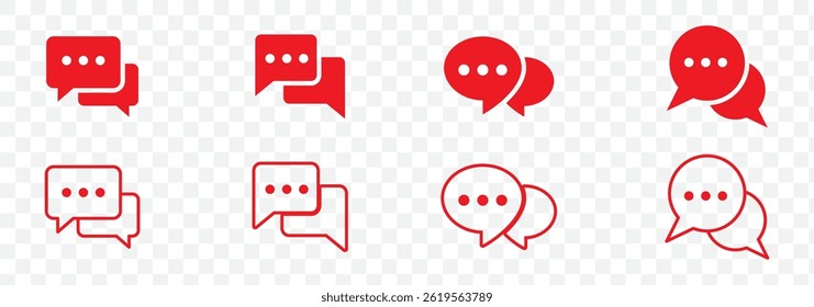 Chat Bubble Icon set. Chat, message, message, sms, chat, chatting, talk line icon vector illustration on Transparent Background. EPS 10.