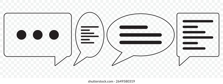Chat Bubble Icon set. Chat, message, message, sms, chat, chatting, talk line icon vector illustration in Stroke on Transparent Background. EPS 10.