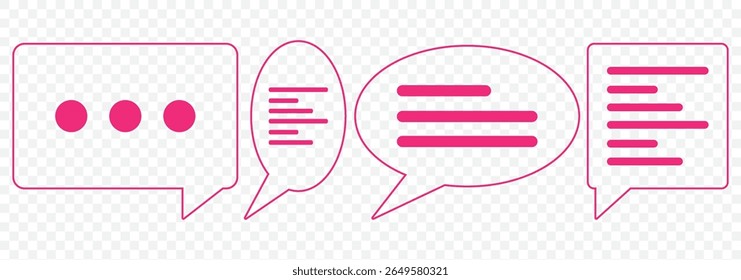 Chat Bubble Icon set. Chat, message, message, sms, chat, chatting, talk line icon vector illustration in Stroke on Transparent Background. EPS 10.