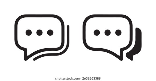 Chat Bubble Icon Set – Minimalist Black and White Speech Bubbles with Ellipsis. vector illustration eps 10