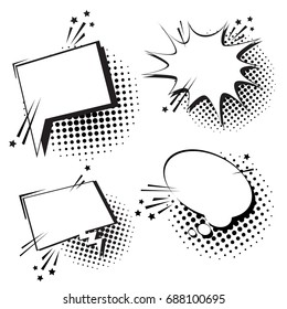 Chat Bubble Icon Set Pop Art Style Social Media Communication Flat Vector Illustration