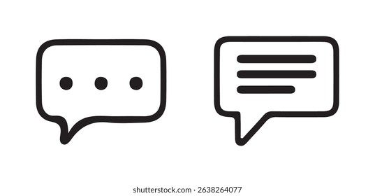 Chat Bubble Icon Set – Solid and Outline Speech Bubbles with Ellipsis for Messaging Apps. vector illustration eps 10