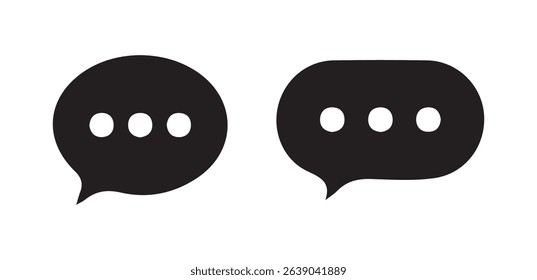 Chat Bubble Icon Set with Typing Dots - Vector Silhouette Symbols. Vector illustration eps 10