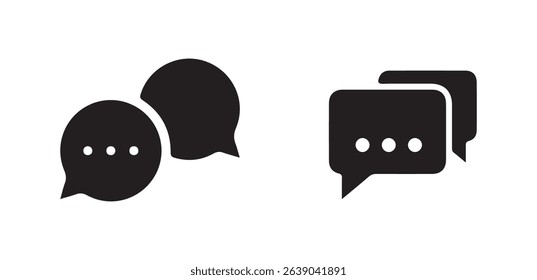 Chat Bubble Icon Set with Typing Dots - Vector Silhouette Symbols. Vector illustration eps 10