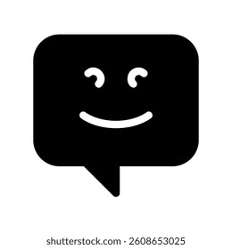 Chat bubble icon with a simple smiling face expression
