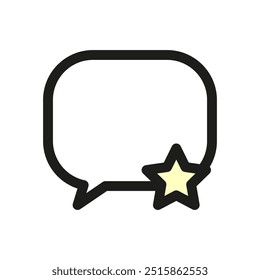 Icono de burbuja de chat. Oratorio con estrella. Símbolo de resaltado de mensajería. Vector de contorno negro.