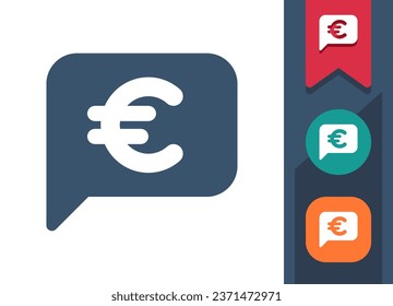 Icono de la burbuja de chat. Burbuja del discurso, comentario, mensaje, dinero, euro. Icono de vector perfecto en píxeles y profesional.