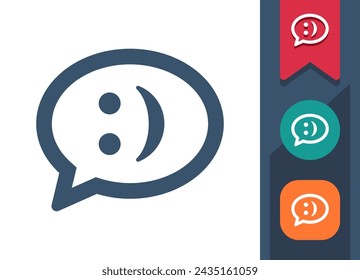 Chat Bubble Icon. Speech Bubble, Comment, Message, Smile, Smiley Face, Emote. Professional, pixel perfect vector icon.