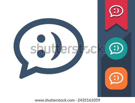 Chat Bubble Icon. Speech Bubble, Comment, Message, Smile, Smiley Face, Emote. Professional, pixel perfect vector icon.