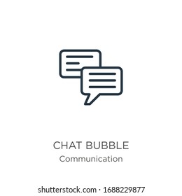 Chat bubble icon. Thin linear chat bubble outline icon isolated on white background from communication collection. Line vector sign, symbol for web and mobile