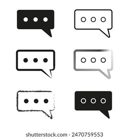 Chat bubble icons. Black and white. Different styles. Vector communication symbols.