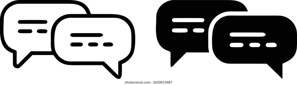 Chat Bubble Icons – Black and White Message Communication Vector Symbol Set