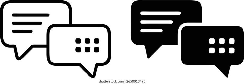Chat Bubble Icons – Black and White Message Communication Vector Symbol Set